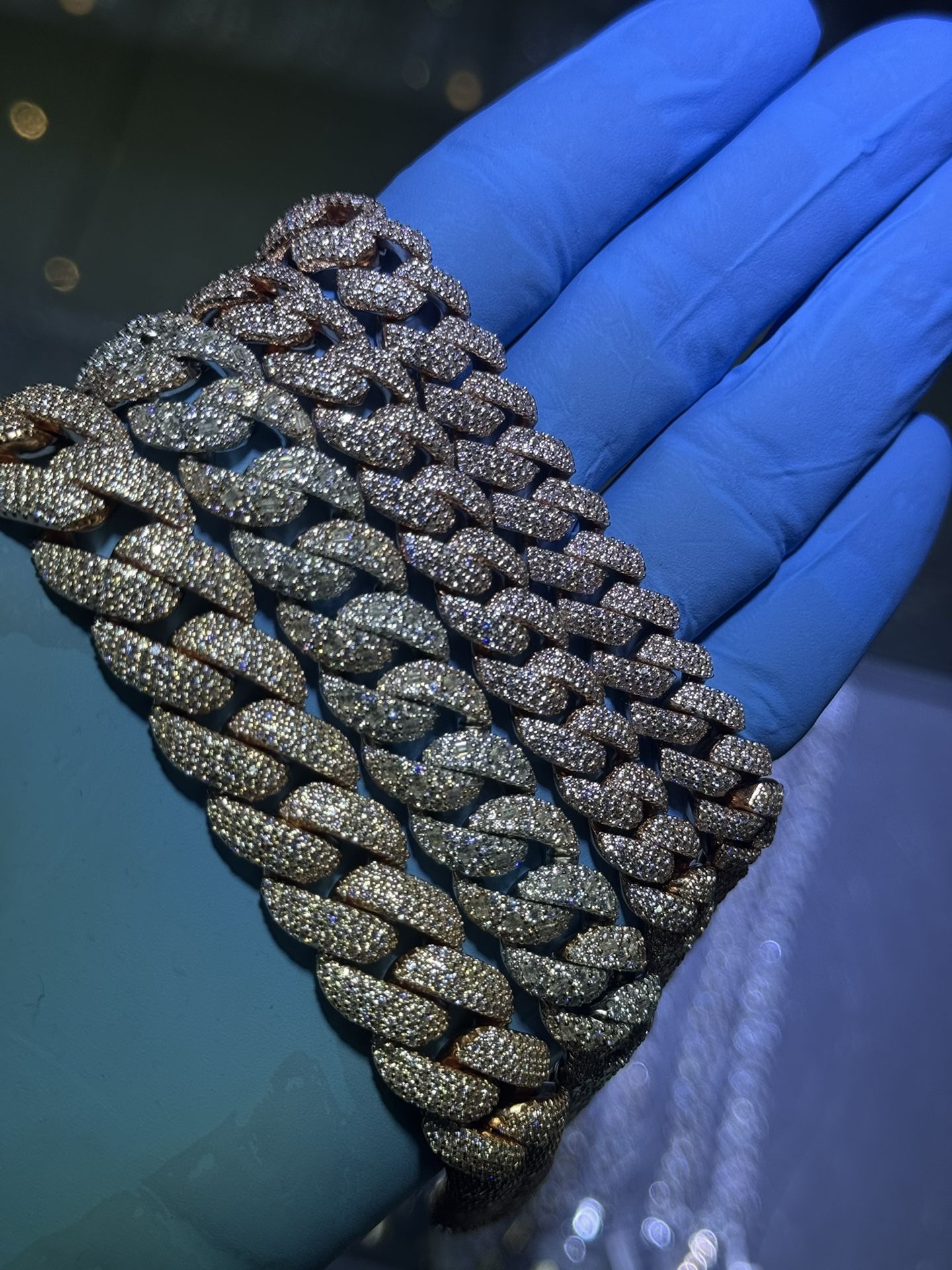 💎 Rose Gold Cuban Bracelets Moissanite Lab Diamonds 💎