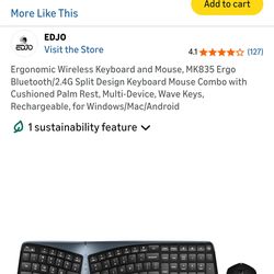 Ergonomic Wireless Keyboard and Mouse, MK835 Ergo Bluetooth/2.4G Split Design Keyboard Mouse Combo with Cushioned Palm Rest, Multi-Device, Wave Keys, 