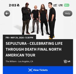 Sepultura ticket 1 ga available
