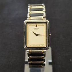 Vtg Seiko 9020-5690 RO Mens 25mm 5J Slim Tank Watch Japan WORKS FLAW Missing Crn