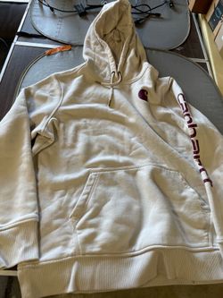 Carhartt Relaxed Fit hoodie in a cream colorway, sized as a women's 1X
