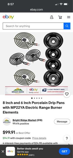 Drip pans and electric range burners for stove