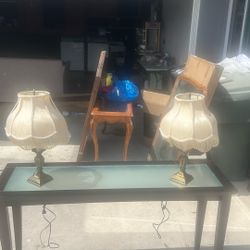 Matching brass antique lamps