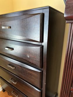 Solid Bedroom Chest / Tall 5-Drawer Dresser – Dark Espresso – $120