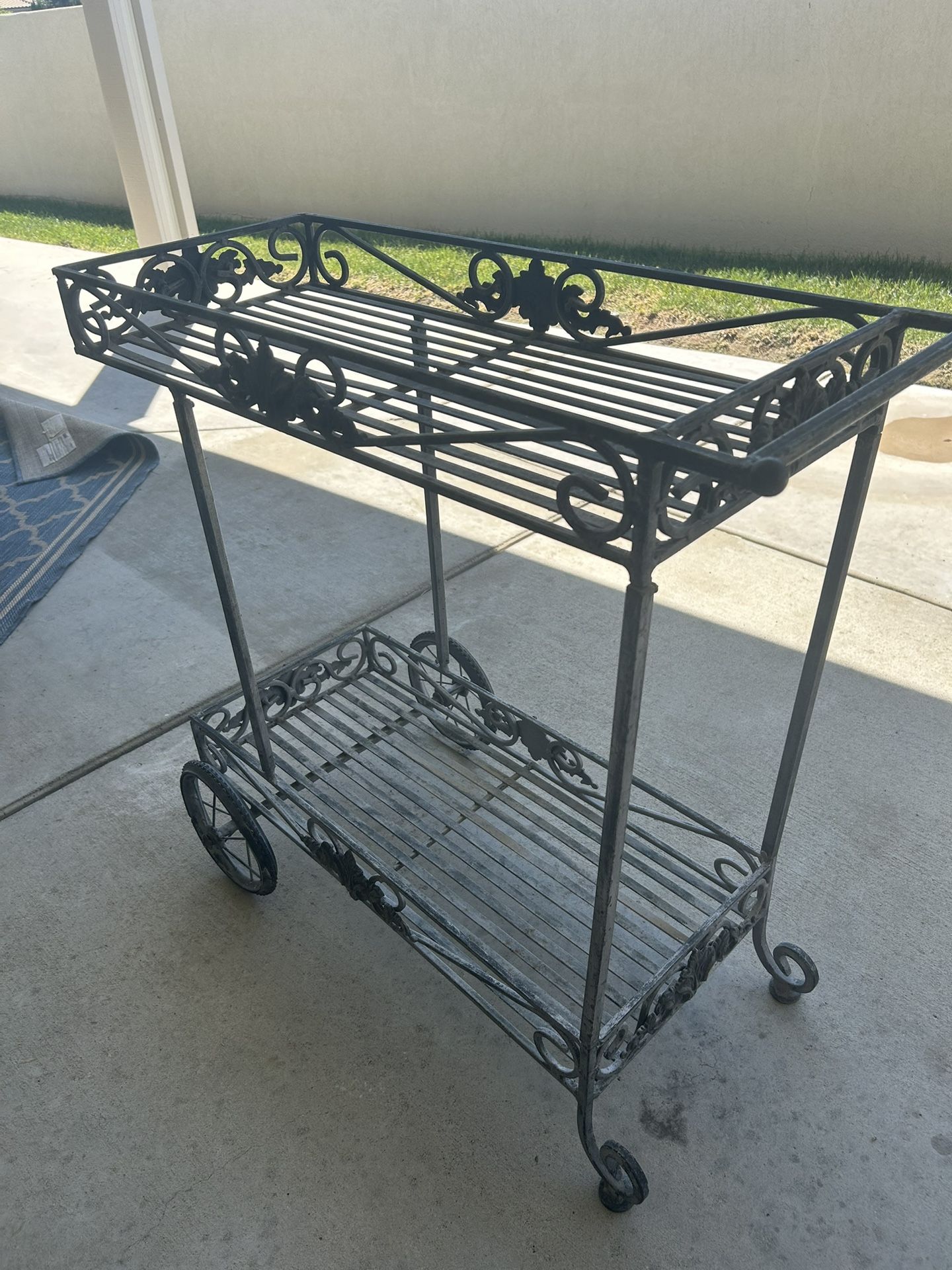 Wrought Iron Garden Cart /Plant Stand