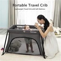 Travel Crib, Portable Crib for Baby Travel, Lightweight Travel Crib Foldable Playpen with Soft Mattress, Carry Bag for Babies to Toddler (New In box)