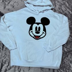 Disney Mickey Mouse Adult Unisex White Pullover Hoodie Size XXL white long sleev