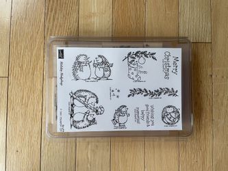 Stampin Up Holiday Hedgehogs Wood Mounted Rubber Stamp Set Of 9 Christmas Rate 2001