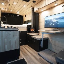 2015 Ford Transit, Luxury Cabin Style with Wood Stove