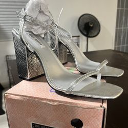 Silver Strappy Heels 