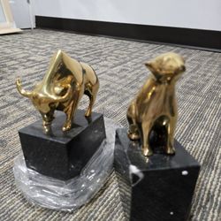 Bookends Pair Wall Street Bull And Bear