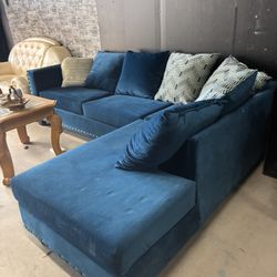 $300 Blue Velvet Sectional