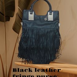 Black Leather Fringe Purse So Cute