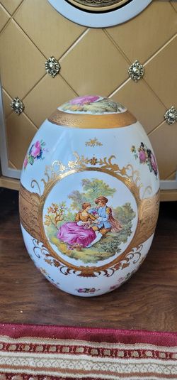24 Kt Gold Egg Vintage Limoges French Gold Design Porcelain Ceramic 