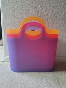 Colorful Plastic Tote Bags Set of 3