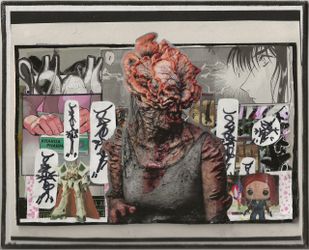 $50 Collage art on canvas board can send through mail