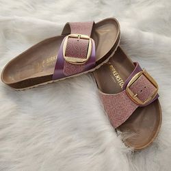 New Women Birkenstock Pretty Pink Sandals Big Buckle  38 7 7.5 8  Shoes 