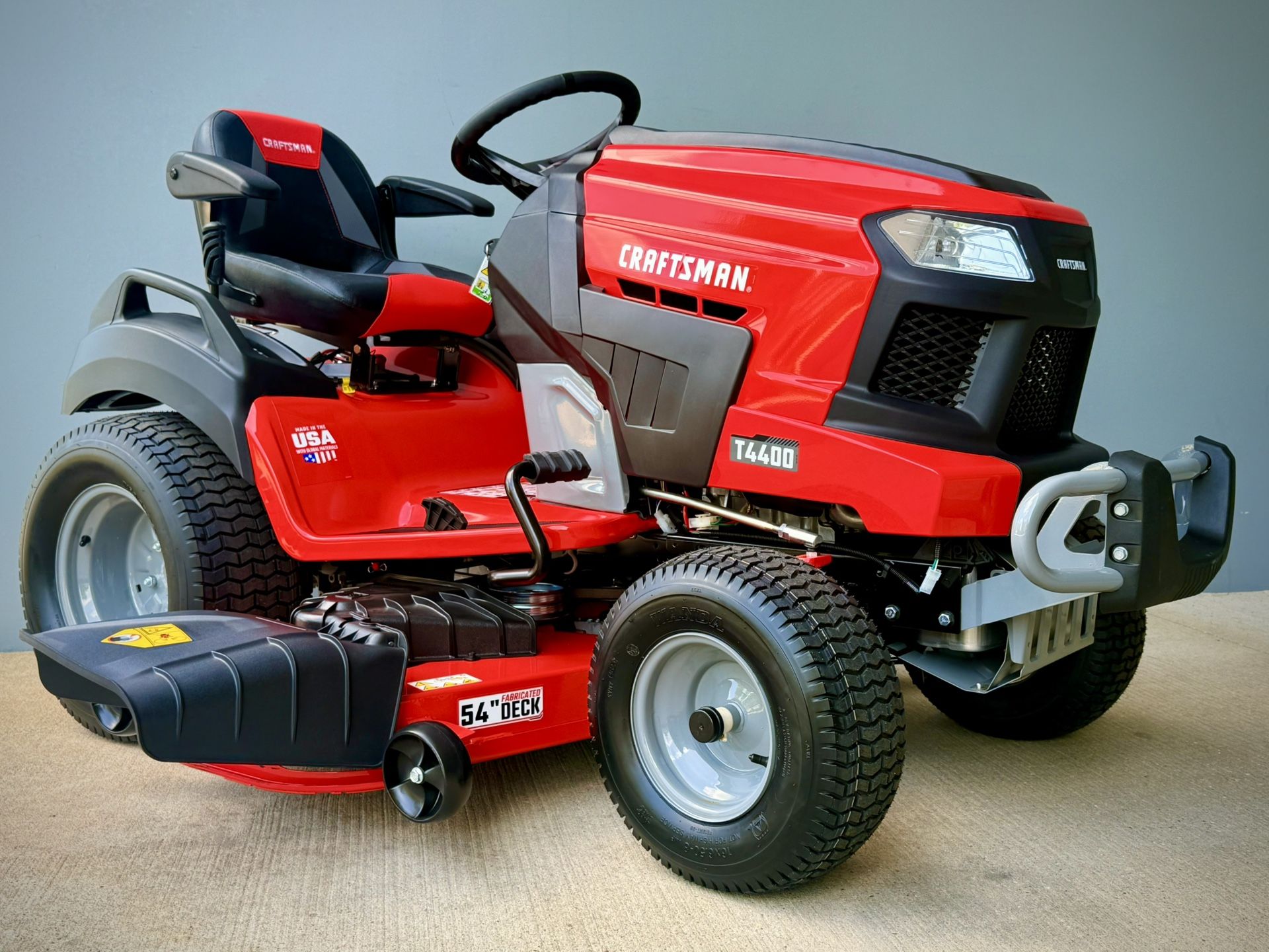 Brand new CRAFTSMAN T4400 54-in Fabricated deck. Kawasaki engine 24 -HP V-twin Gas Riding lawn mower Model #: CM14AHA6ZMA93