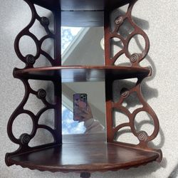 Vintage Mahogany Shelf & Mirror
