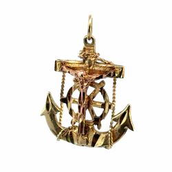 Men’s or Women’s 14k Two Toned Rose Yellow Gold Mariners Cross Pendant for Necklace GP3116015