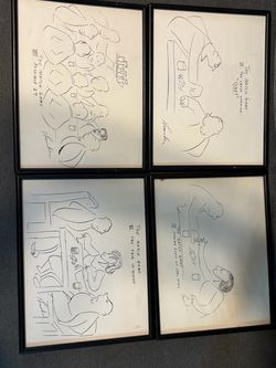 James Thurber “The Match Game” – Set of 8 Framed Cartoon Works – New Yorker Artist  Description  Unique set of 8 James Thurber “The Match Game” cartoo