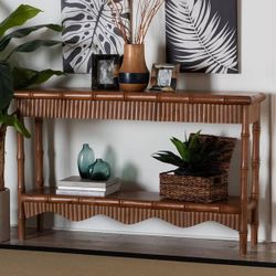 Brown Rectangle Mahogany Wood Console Table(New)