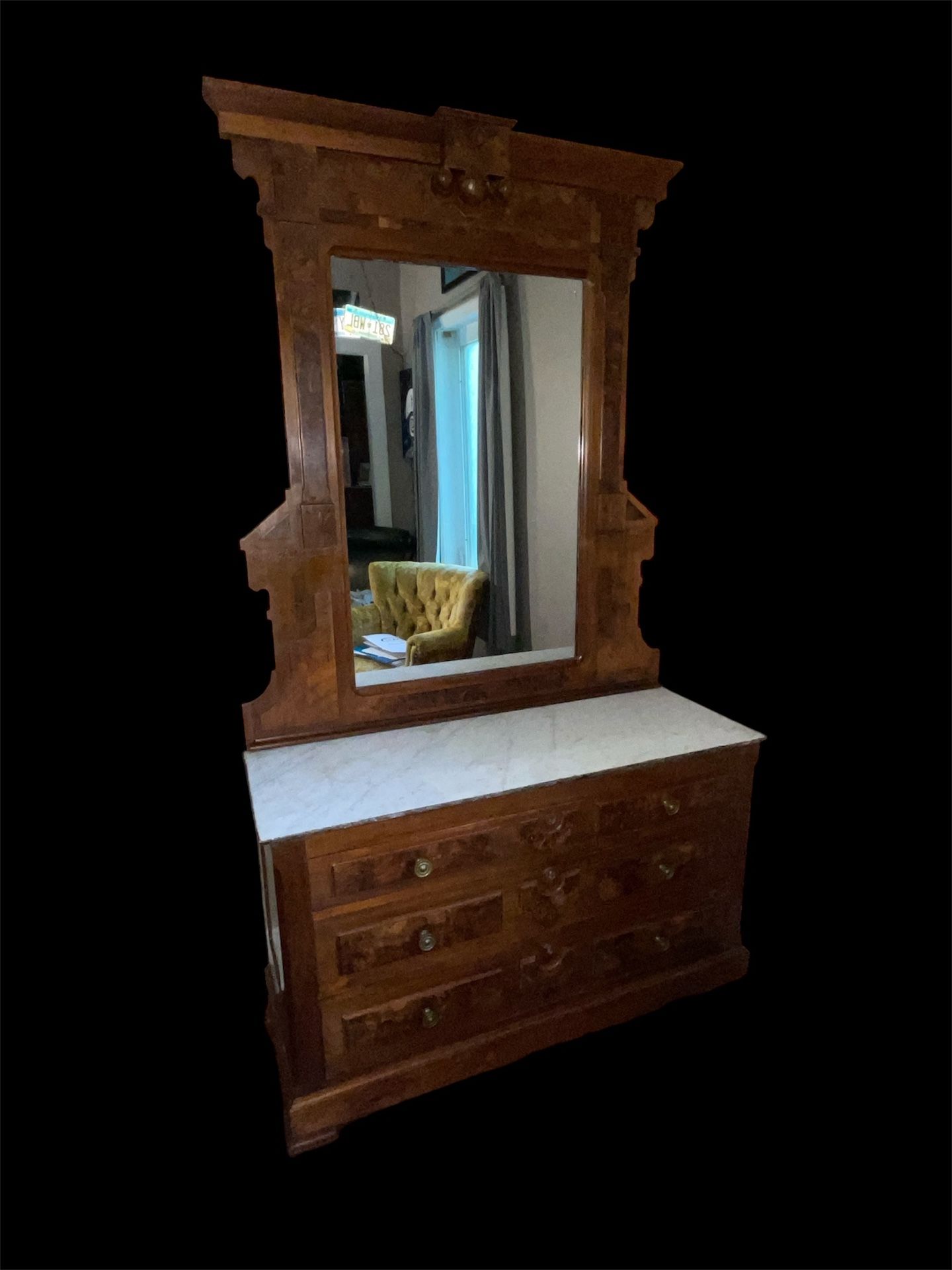 1870s Victorian Dresser/entry Table With Drawers