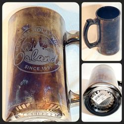 Planet Hollywood Orlando Heavy Glass Stein Disney Springs Silver Iridescent Mug 