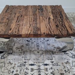Center Coffee Table Wood  With Steel Legs