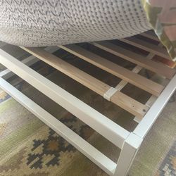 CB2 White Metal Queen Bed Frame