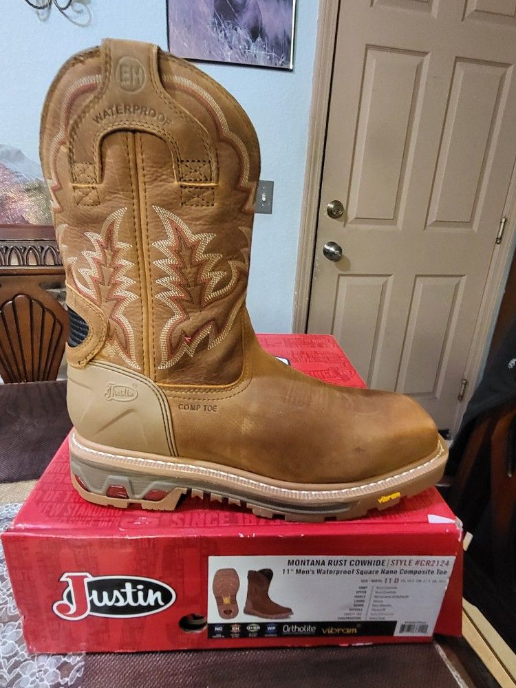BRAND NEW JUSTIN MONTANA PULL UP WORK BOOTS SIZE 11 D MR