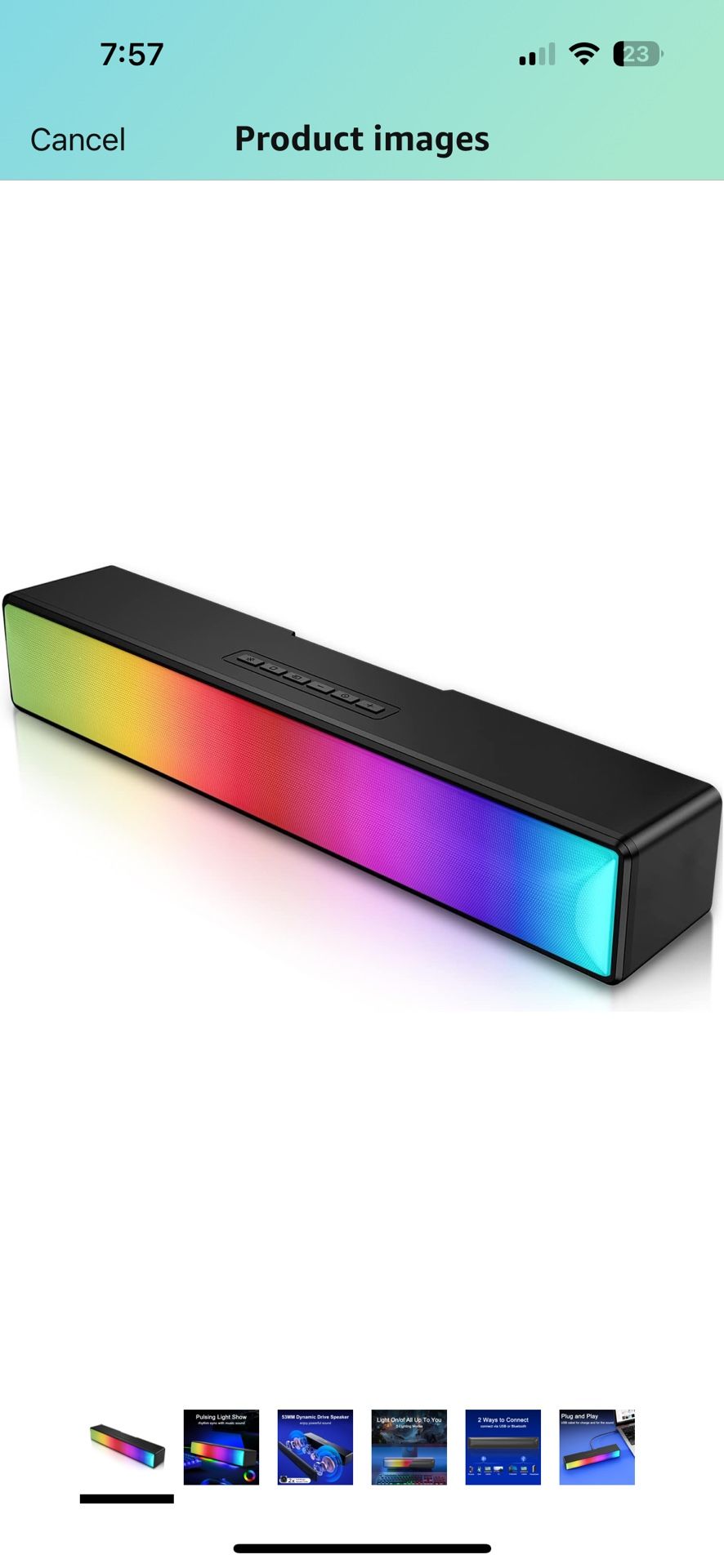 Computer Speakers, Computer Sound Bar with RGB Lights, USB Powered PC Speakers with Stereo Sound, Bluetooth 5.1 and 3.5mm Aux-in,Gaming Speakers for D