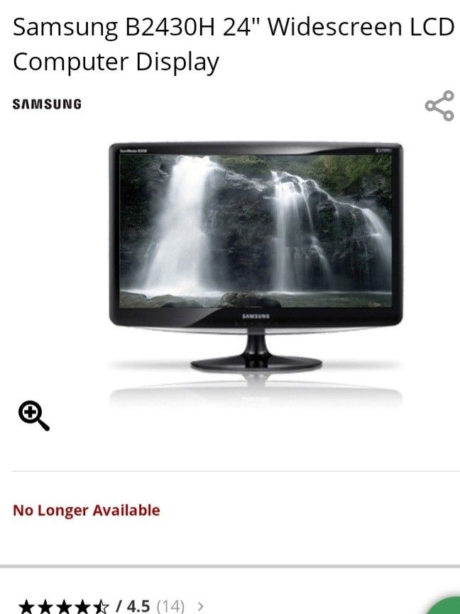 Beautiful Picture 24" Samsung High DEF Computer Monitors