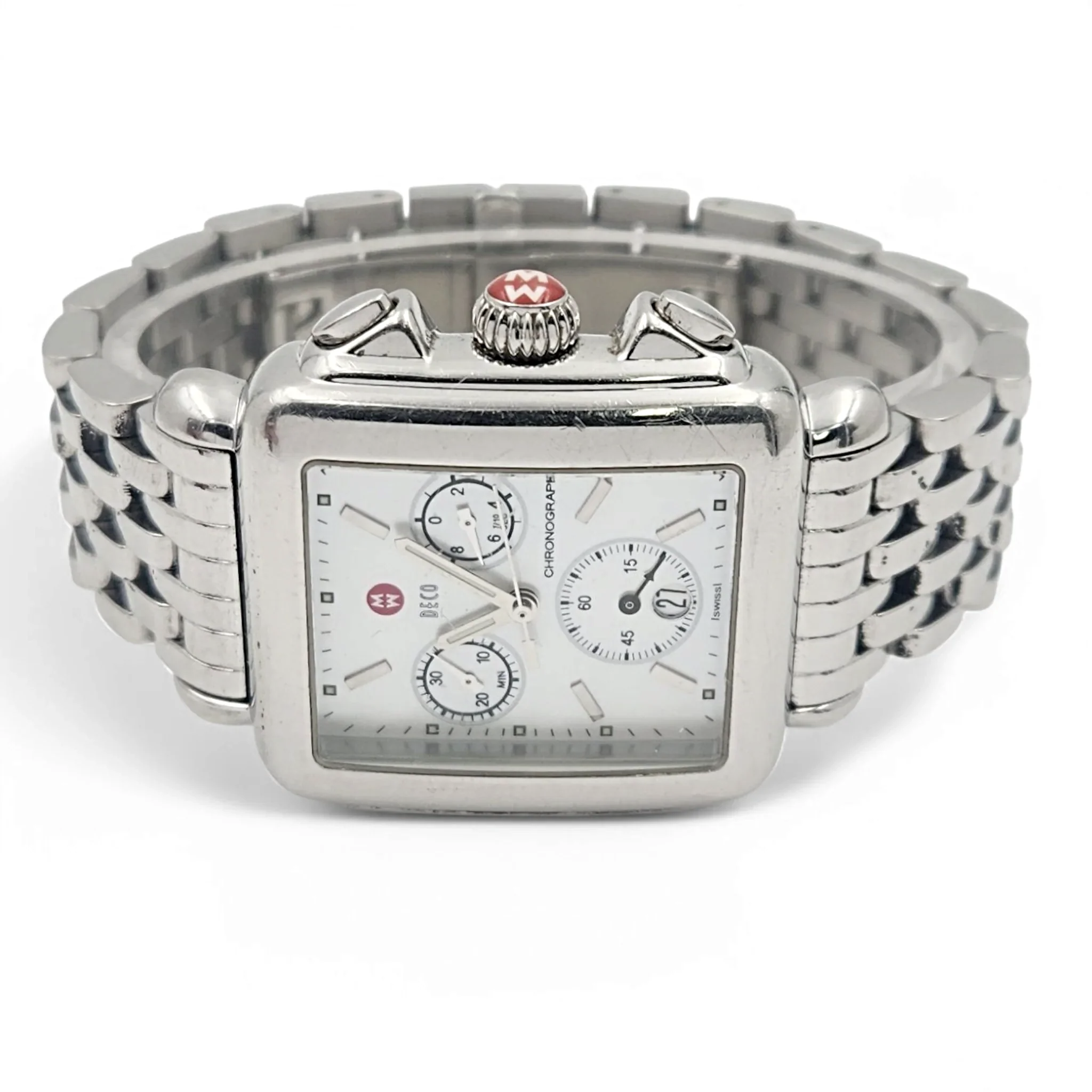 MICHELE Ladies Deco Mother of Pearl Dial Chronograph Stainless Steel Ladies Michele Deco 33mm Stainless Steel Watch with Mother  main image 3