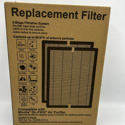 2Pcs 4-in-1 True HEPA Replacement Filter for GL-FS32 HEPA Air Purifier Smoke Pet