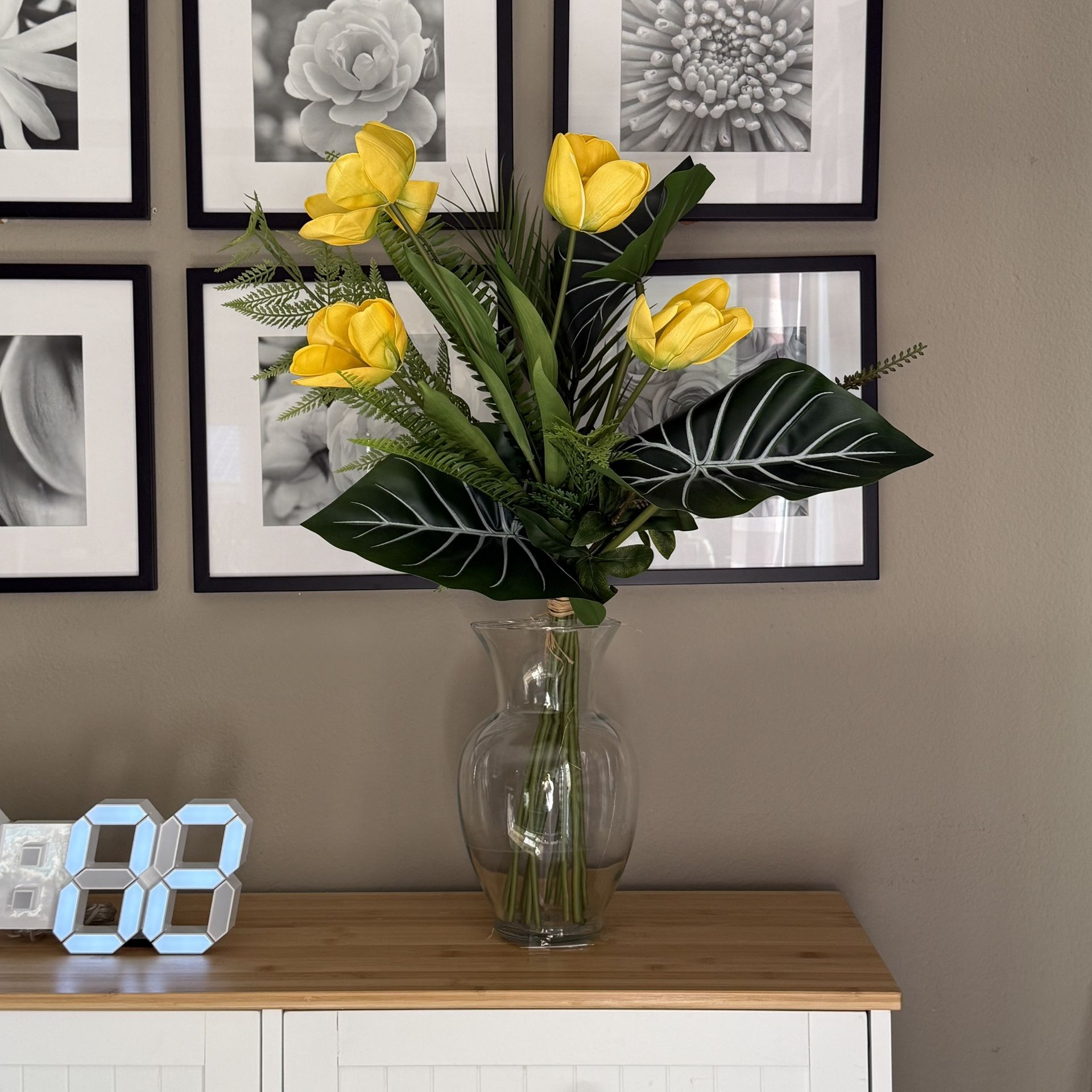Yellow Tulip Artificial Flowers - VASE NOT INCLUDED (NEW)