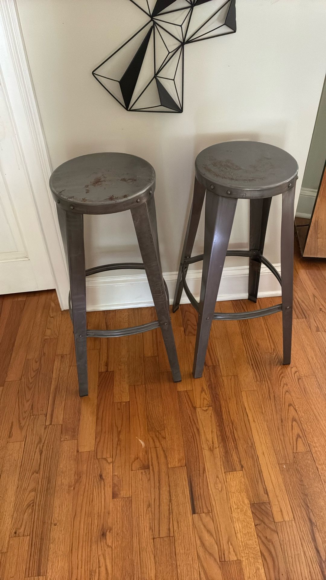 Two Galvanized Metal Stools