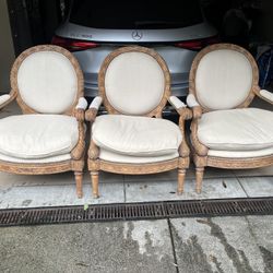 3 French Louis XVI Bergere chair  by Maitland Smith Beautifully carved wood $499 Each 