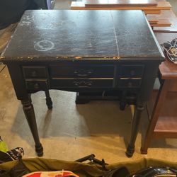 Antique Table with Sewing Machine 