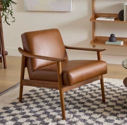 West Elm Mid Century brown faux leather Armchair