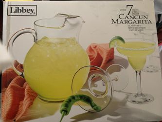 NEW 7 PIECE GLASS MARGARITA SET.🥃🥃🥃 