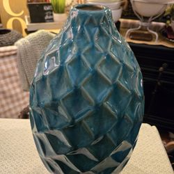 Oversize Heavy  Textured Turquoise vase