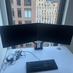 2 x Dell Monitors + Dual Monitor Arm + Individual Stands