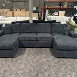 Black Double Chaise Comfy Sectional