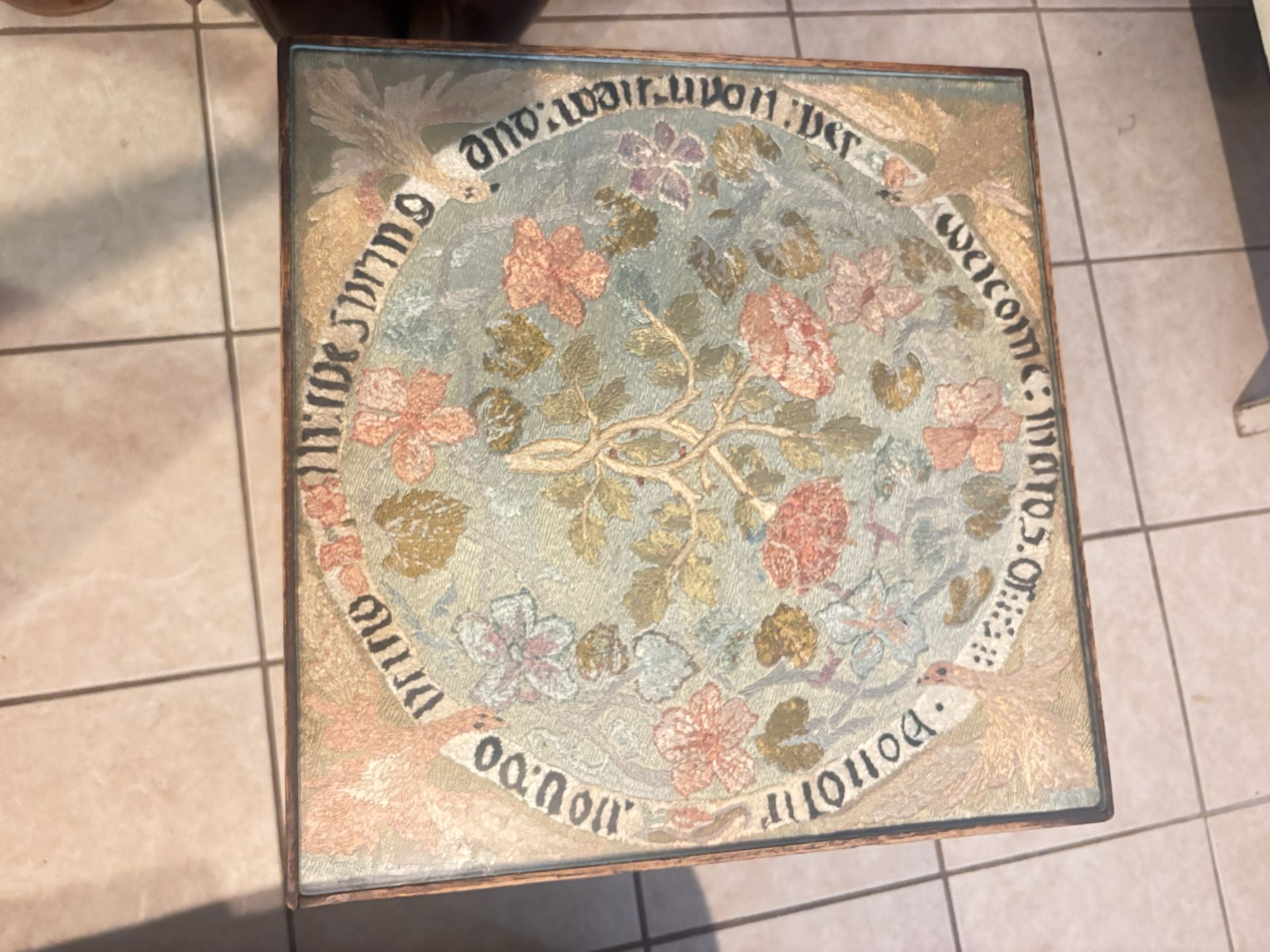 Very Old Antique Hand Embroidered Table.