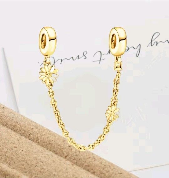 Daisy Flower gold chain for Pandora bracelet and cuff