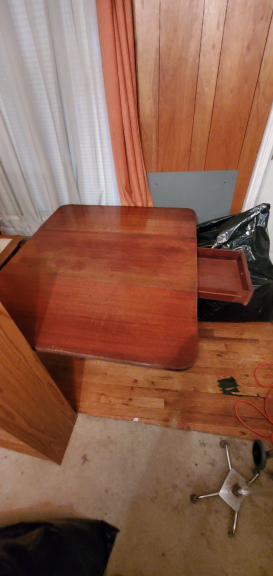 Folding Hardwood Table With Secret Storage Drawer