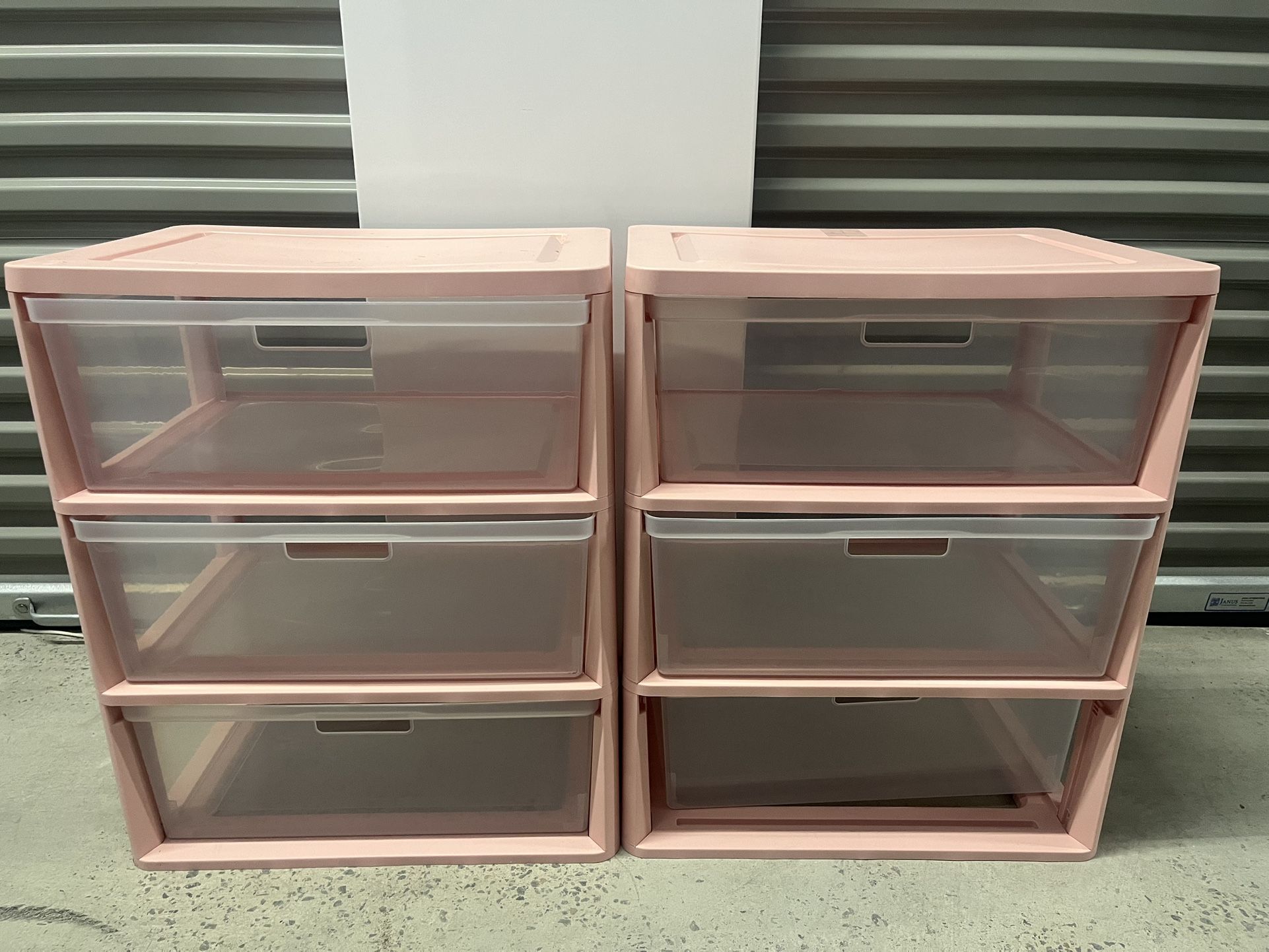 Sterile Wide Drawer Tower Blush Pink Set Of 2