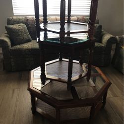 2 Lamp Tables, 2’ A, 20”H, Octagon, 1 Coffee Table,,38” A, 15”H
