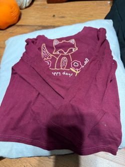 Burgundy Long-Sleeve Graphic Baby Shirt 18M